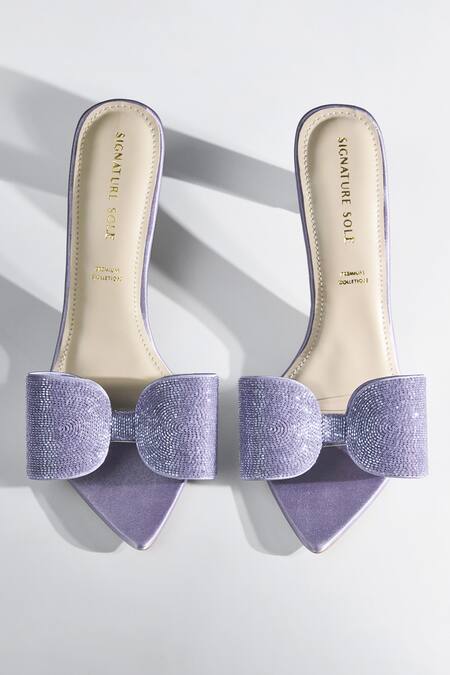 Signature Sole_Purple Bows Lilac Loop Lavender Heels _at_Aza_Fashions