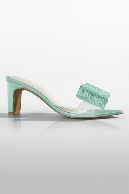 Shop_Signature Sole_Mint Rhinestones Blue Bow Heels _Online_at_Aza_Fashions