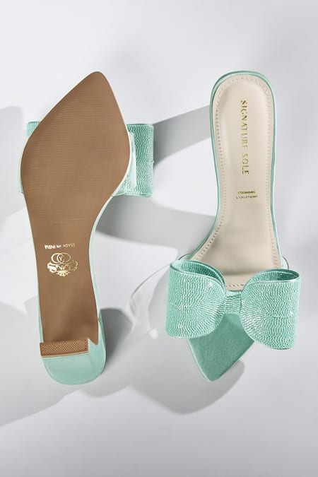 Signature Sole Mint Blue Bow Heels 