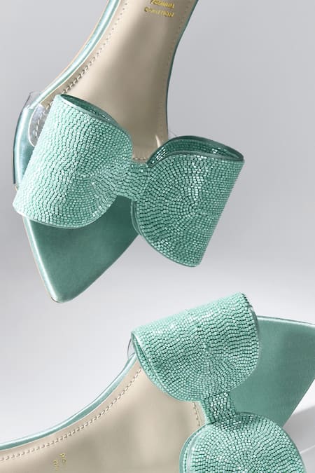 Buy_Signature Sole_Mint Rhinestones Blue Bow Heels 