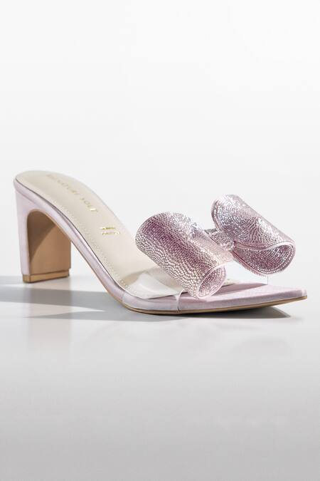 Signature Sole Blush Loop Pink Crystal Bow Heels 