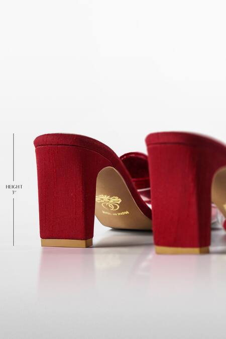 Signature Sole_Red Bows, Rhinestones Embellished Heels _Online_at_Aza_Fashions
