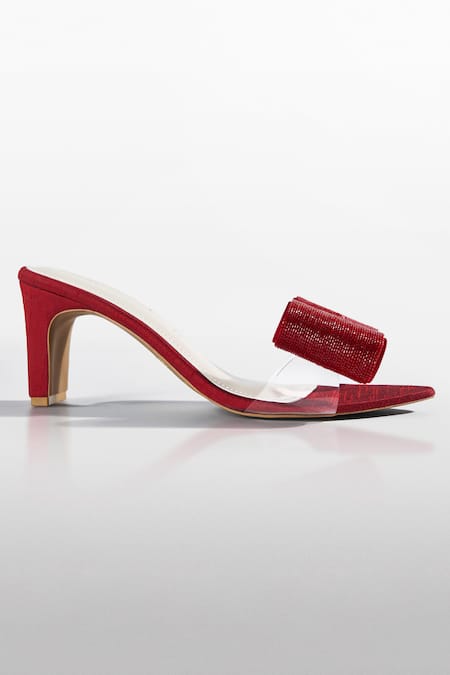 Shop_Signature Sole_Red Bows, Rhinestones Embellished Heels _Online_at_Aza_Fashions