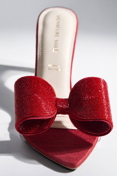 Buy_Signature Sole_Red Bows, Rhinestones Embellished Heels 