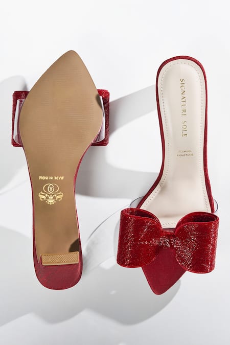 Signature Sole Red Bow Embellished Heels 