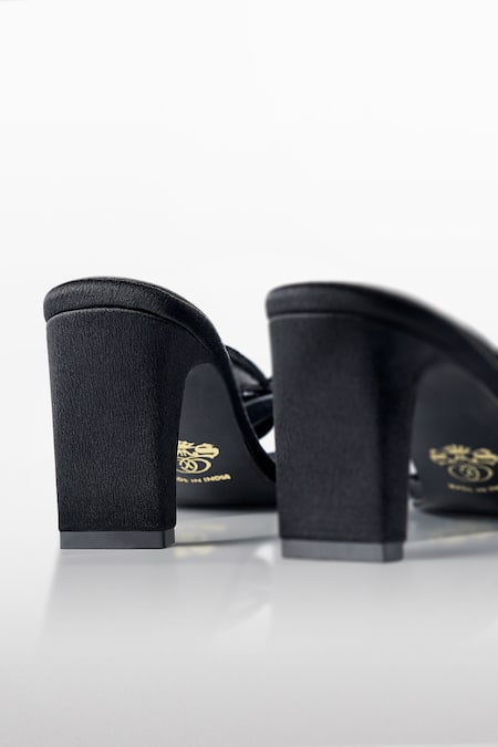 Signature Sole_Black Rhinestones Noir Loop Crystal Bow Heels _Online_at_Aza_Fashions
