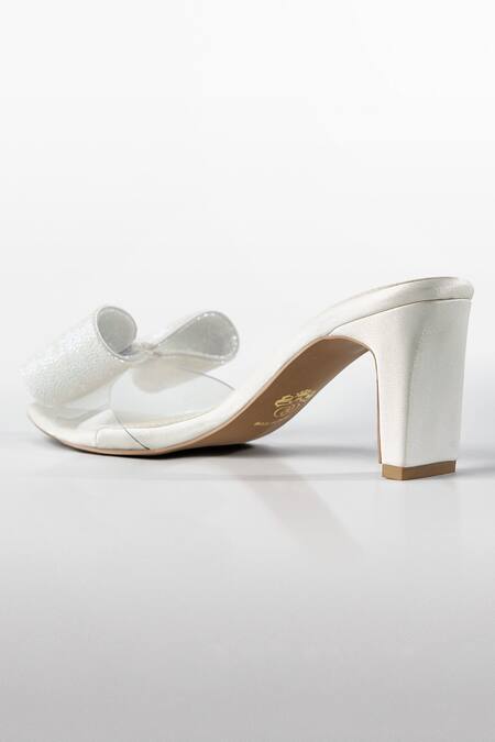 Buy_Signature Sole_White Bows Crystal Heels _Online_at_Aza_Fashions