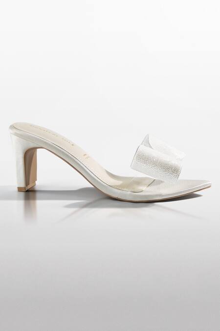 Signature Sole_White Bows Crystal Heels _at_Aza_Fashions