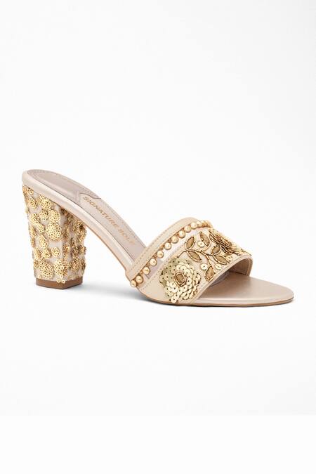 Signature Sole Gold Designer Heels 