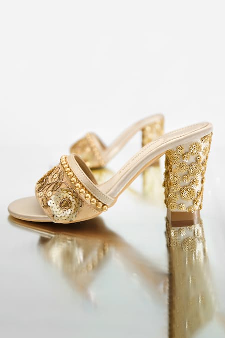 Signature Sole Gold Designer Heels 