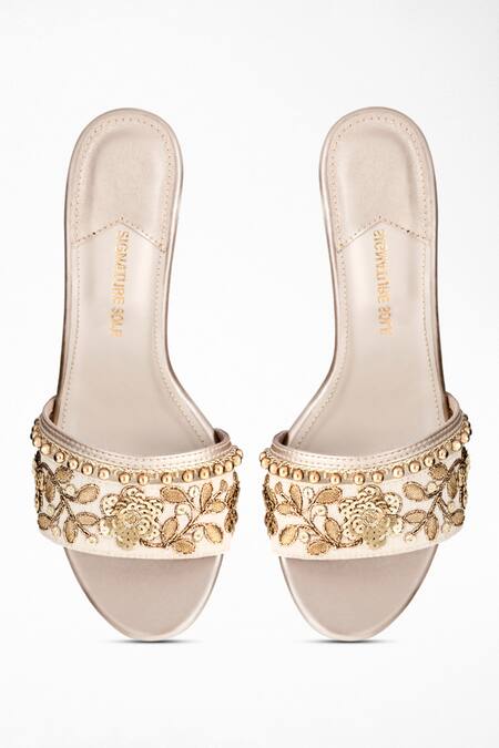 Signature Sole_Gold Sequins Designer Heels _Online_at_Aza_Fashions