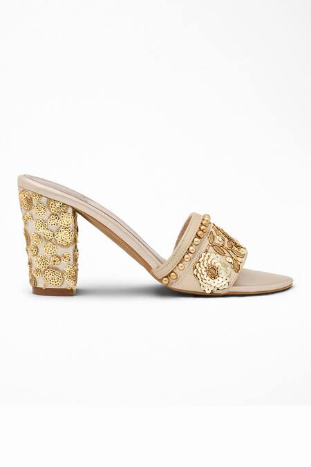 Signature Sole_Gold Sequins Designer Heels _at_Aza_Fashions