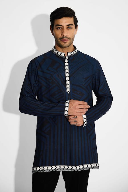 SHASHA GABA Obsidian Blue Designer Short Kurta 