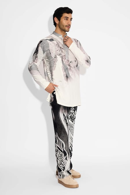 SHASHA GABA LUSH MORPH Print Ivory Short Kurta 