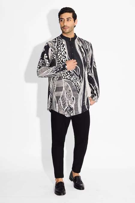 SHASHA GABA Designer Black Short Kurta 