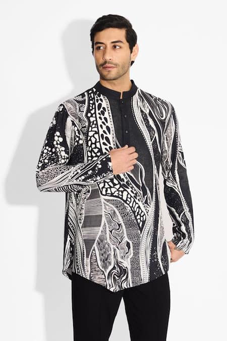 SHASHA GABA Designer Black Short Kurta 