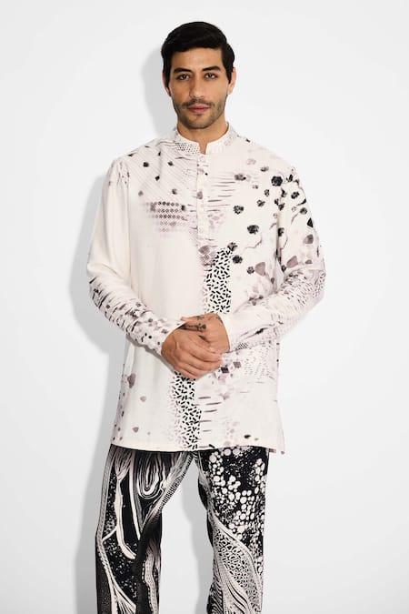 SHASHA GABA Dots Print Ivory Short Kurta 