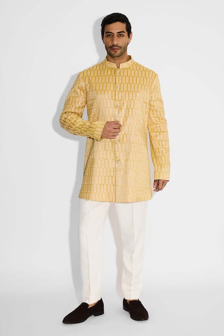 SHASHA GABA Sundrop Yellow Bandhgala 