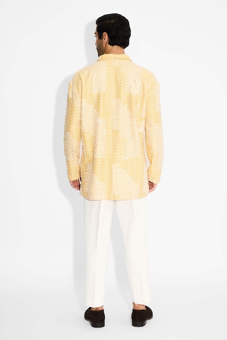 SHASHA GABA Sundrop Yellow Drop Shoulder Kurta 