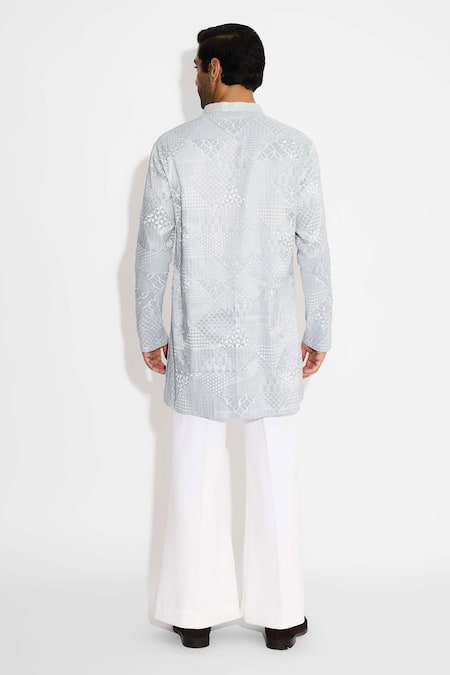 SHASHA GABA Orbs & Waves Dove Grey Kurta 