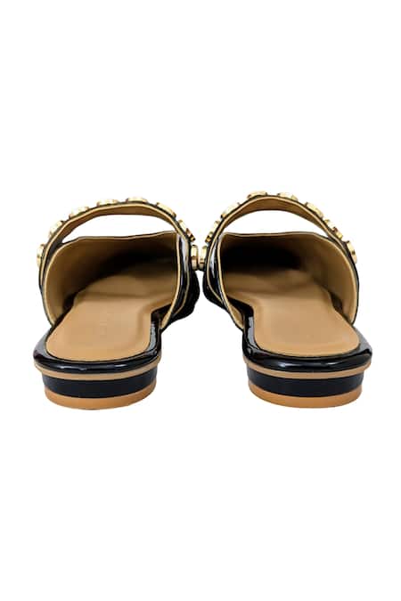 Shop_Devano_Black Bianca Studded Mules _Online_at_Aza_Fashions