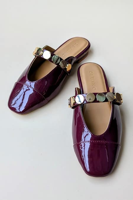 Buy_Devano_Maroon Bianca Studded Mules 