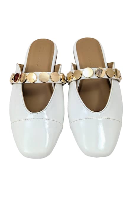 Shop_Devano_White Bianca Studded Mules _Online_at_Aza_Fashions