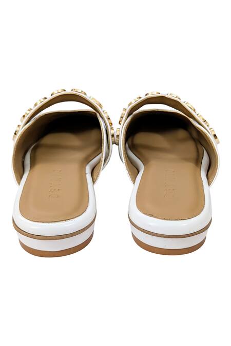 Devano_White Bianca Studded Mules _at_Aza_Fashions