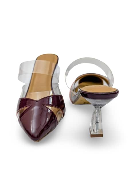 Devano Maroon Ella Glass Mules at Aza Fashions Devano_Maroon Ella Glass Mules _at_Aza_Fashions