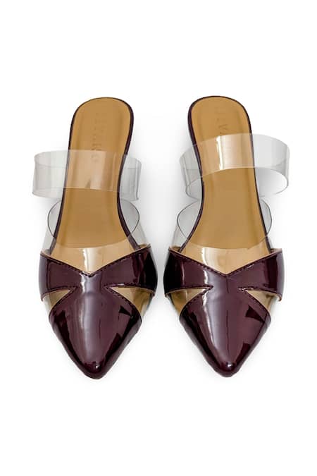 Buy Devano Maroon Ella Glass Mules Buy_Devano_Maroon Ella Glass Mules