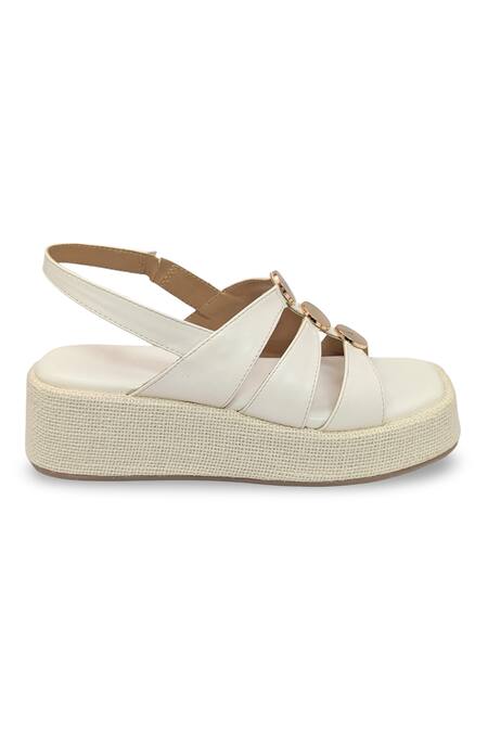 Devano_White Beads Suzy Puffy Wedges _Online_at_Aza_Fashions