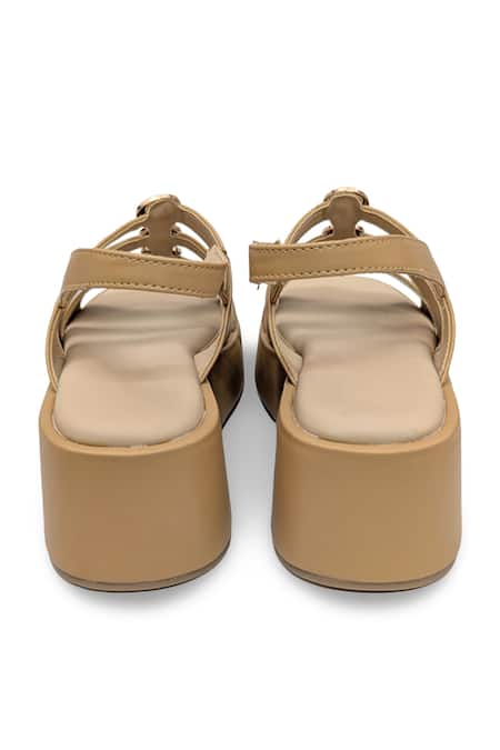 Devano Beige Studs Suzy Puffy Wedges at Aza Fashions Devano_Beige Studs Suzy Puffy Wedges _at_Aza_Fashions