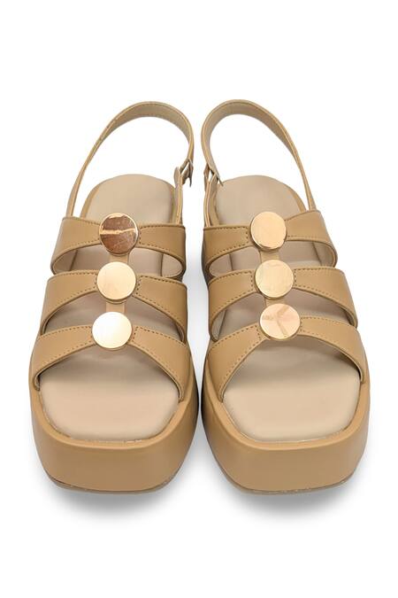 Buy Devano Beige Studs Suzy Puffy Wedges Buy_Devano_Beige Studs Suzy Puffy Wedges