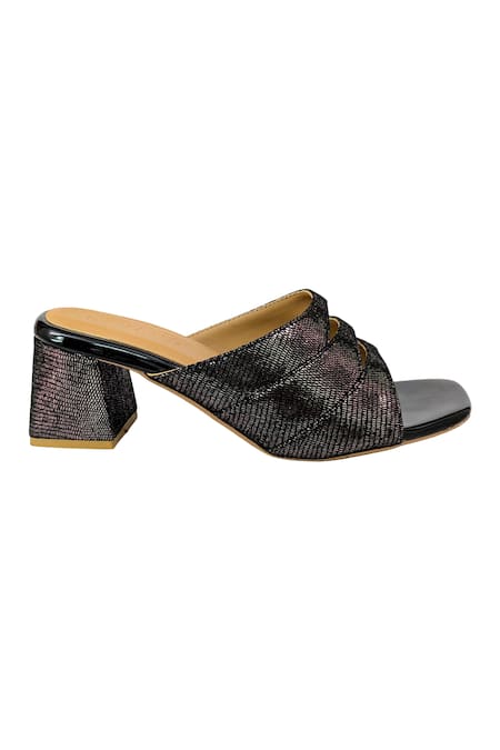 Devano_Black Metallic Emma Mules _Online_at_Aza_Fashions