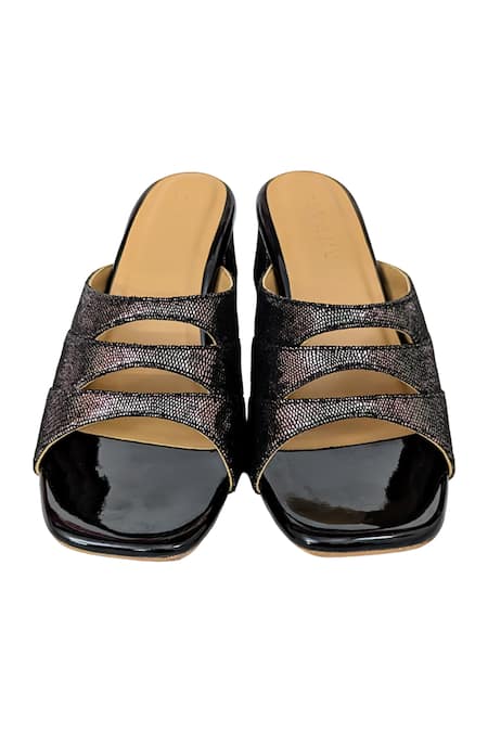 Devano Metallic Black Emma Mules 