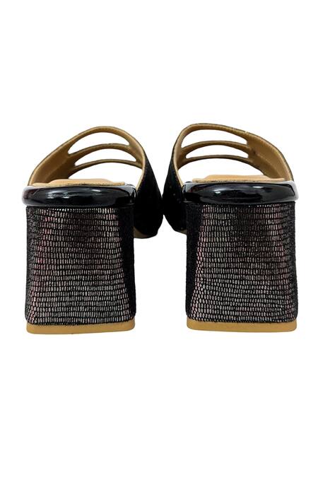 Shop_Devano_Black Metallic Emma Mules _Online_at_Aza_Fashions