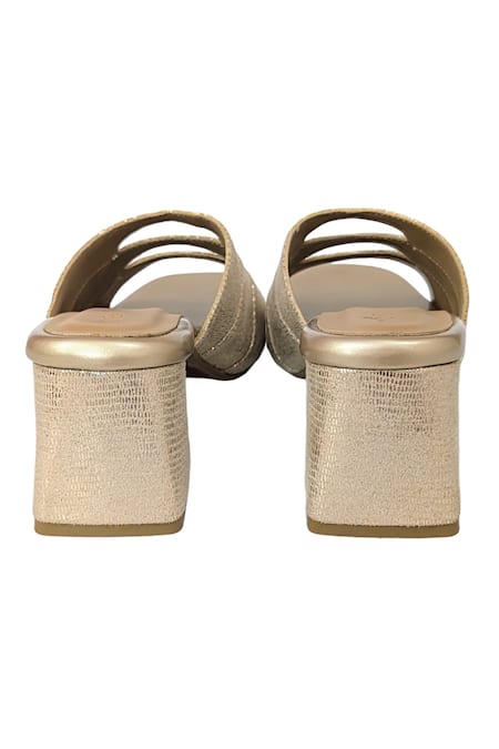 Buy_Devano_Gold Emma Mules In Champagne _Online_at_Aza_Fashions