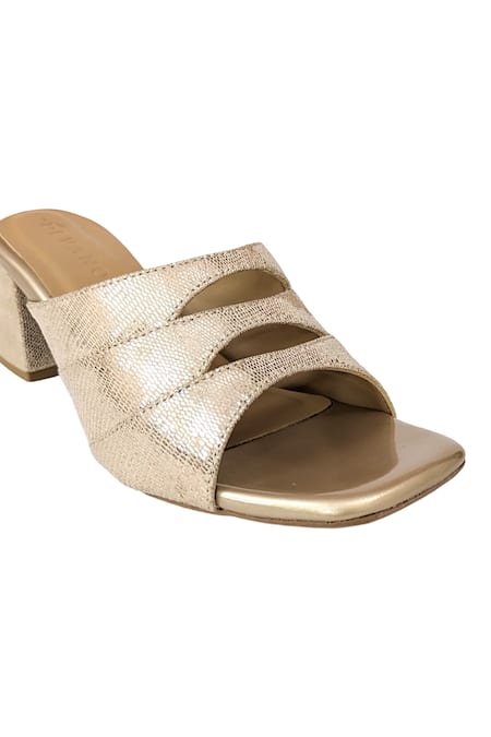 Shop_Devano_Gold Emma Mules In Champagne _Online_at_Aza_Fashions