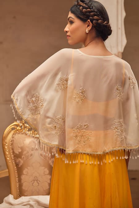 Geroo Jaipur Yellow Chiffon Lehenga Set 