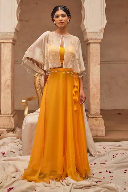 Geroo Jaipur Yellow Chiffon Lehenga Set 