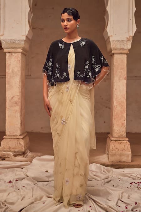 Geroo Jaipur Hand Embroidered Chiffon Saree Set 