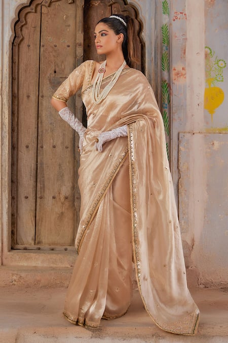 Geroo Jaipur Gold Tissue Saree Set 
