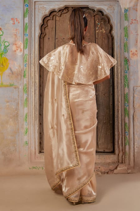 Geroo Jaipur Gold Tissue Embellished Saree Set