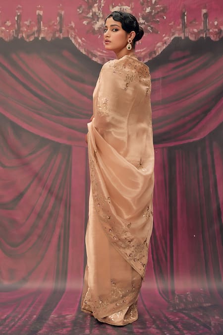 Geroo Jaipur Gold Tissue Embellished Saree Set