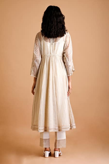 Mityan Ivory Hand Embroidered Anarkali Set 