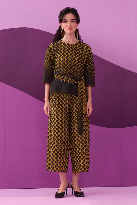 Pleats by Aruni Yellow Designer Pant Set 