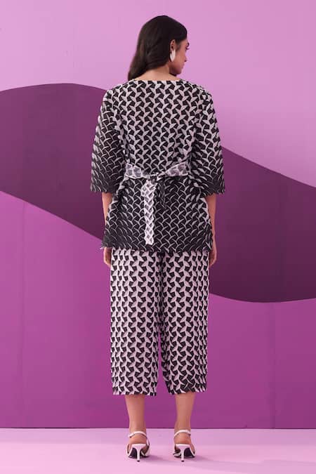 Shop Pleats By Aruni White Crepe Round Neck Designer Edita Pant Set at Aza Fashions Shop_Pleats By Aruni_White Crepe Round Neck Designer Edita Pant Set _at_Aza_Fashions