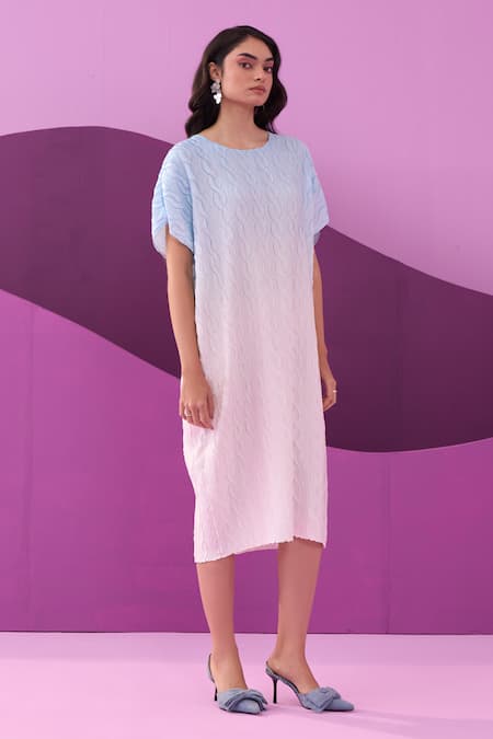Pleats by Aruni Blue Carrina Midi Dress 
