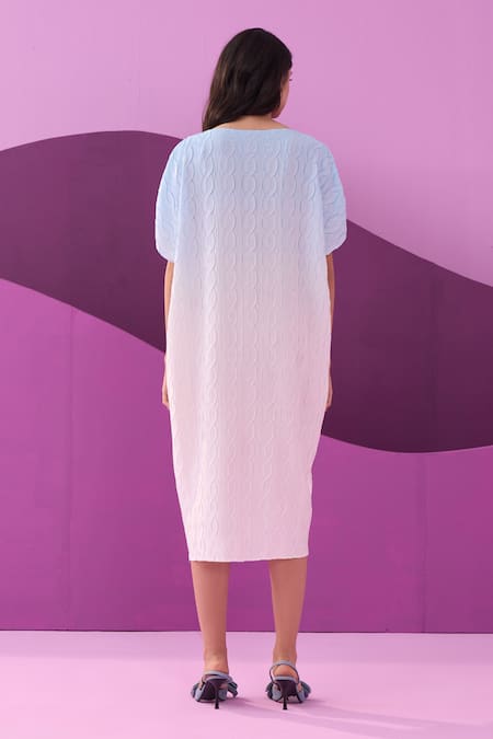 Pleats By Aruni Blue Carrina Midi Dress 