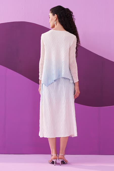 Pleats By Aruni Blue Clarey Skirt Set 